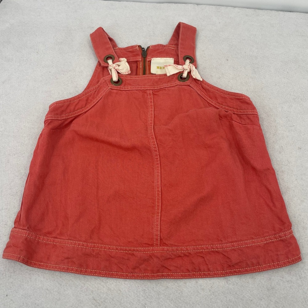 Maeve Anthropologie Coral Red Lyocell Linen Pinafore Grommet Tie Top Size 6